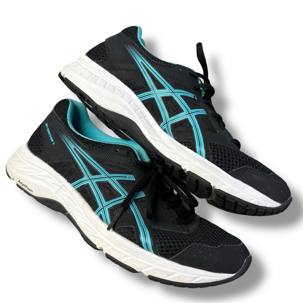ASICS Gel-Contend 5 Women’s Size 7 Black Teal Running Shoes AmpliFoam Comfort - Picture 2 of 10